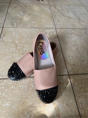 Circus by Sam Edelman Blush Espadrille Flats with Black Beaded Cap Toe